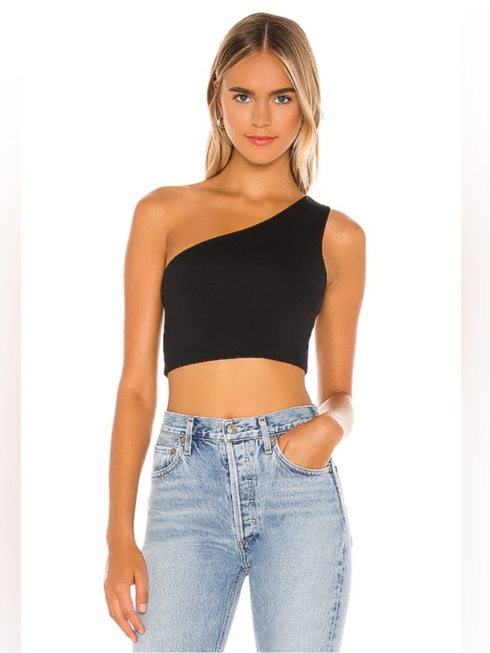 A.L.C. Colby Black One Shoulder Cropped Tank Top NWOT